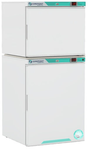 PRF072WWG-0 7 Cu. Ft. Glass Door Refrigerator & Solid Door Manual Defrost Freezer Combination