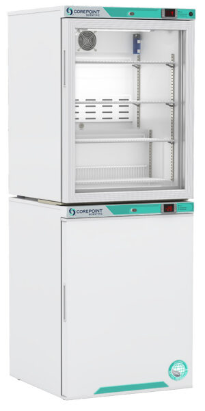 PRF102WWG/0 10 Cu. Ft. Glass Door Refrigerator & Solid Door Manual Defrost Freezer Combination