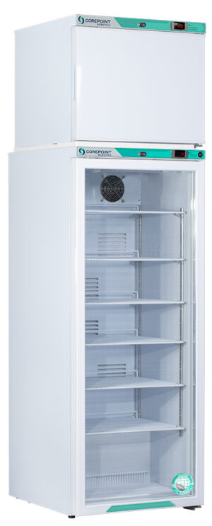 PRF122WWG/0 12 Cu. Ft. Glass Door Refrigerator & Solid Door Manual Defrost Freezer Combination
